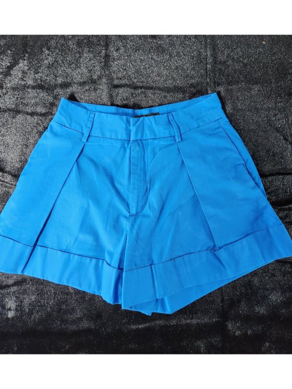 Banana Republic Tailored Poplin Shorts Womens 4 Blue Pleated Stretch